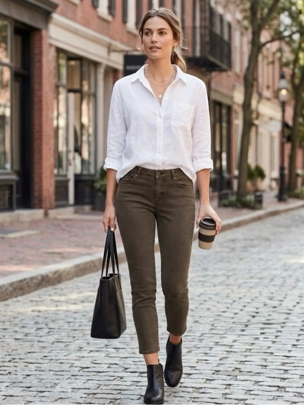 Vince Faded Olive Green Cropped Skinny Jeans
